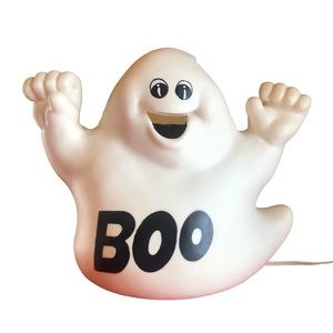 Vintage Halloween Ghost Blow Mold Boo Electric Light Up Outdoor Indoor 12” Decor